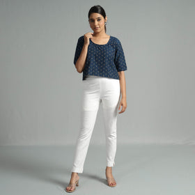  Jacquard Half Sleeve Cotton Crop Top 