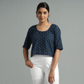  Jacquard Half Sleeve Cotton Crop Top 
