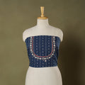 Blue - jacquard hand embroidery cotton blouse piece 10