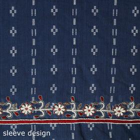 Blue - jacquard hand embroidery cotton blouse piece 10