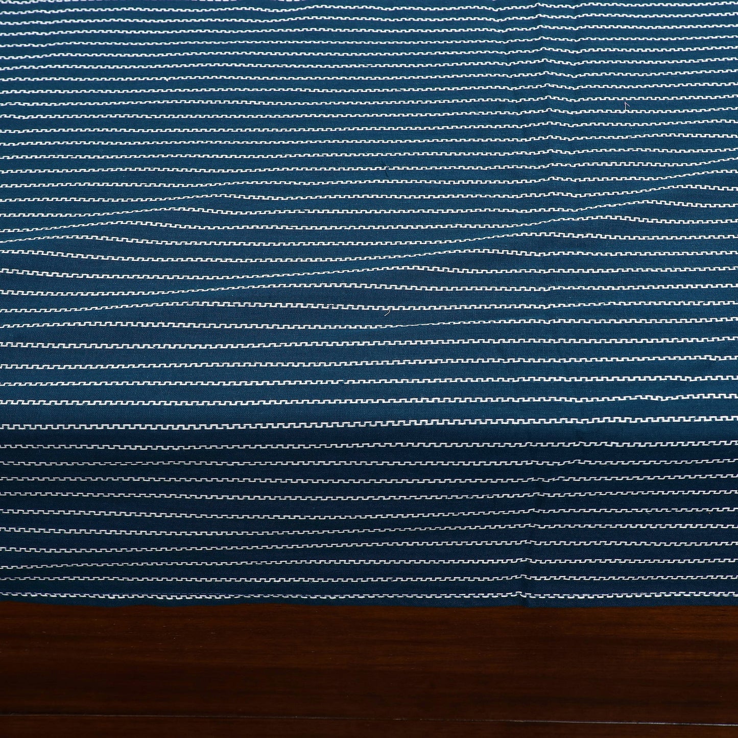 Blue Jacquard with Kalamkari Patch Cotton Bedsheet Set