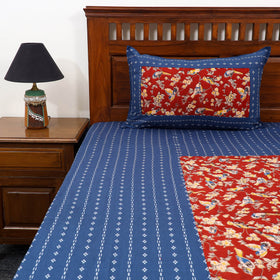 Buy Jacquard with Kalamkari Patch Cotton Bedsheet Set