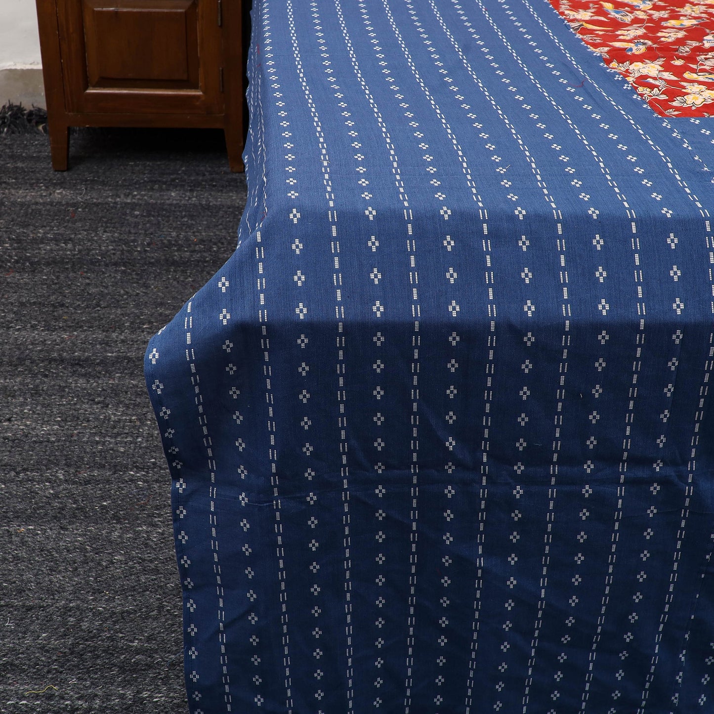 Buy Jacquard with Kalamkari Patch Cotton Bedsheet Set