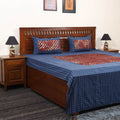 Blue - jacquard with modal silk patch cotton bedsheet set