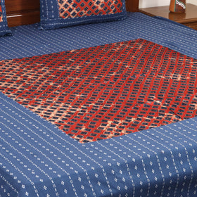 Blue - jacquard with modal silk patch cotton bedsheet set