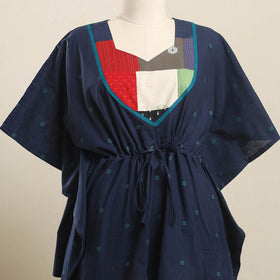 Buy Blue Jacquard Mosaic Fusion Cotton Kaftan