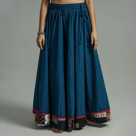 Blue Jacquard Patchwork 24 Kali Cotton Long Skirt