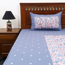 Buy Jacquard with Sanganeri Patch Cotton Bedsheet Set