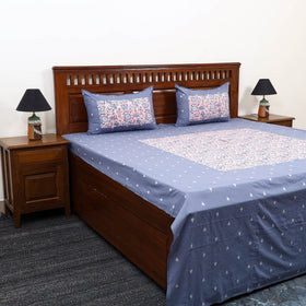 Buy Jacquard with Sanganeri Patch Cotton Bedsheet Set