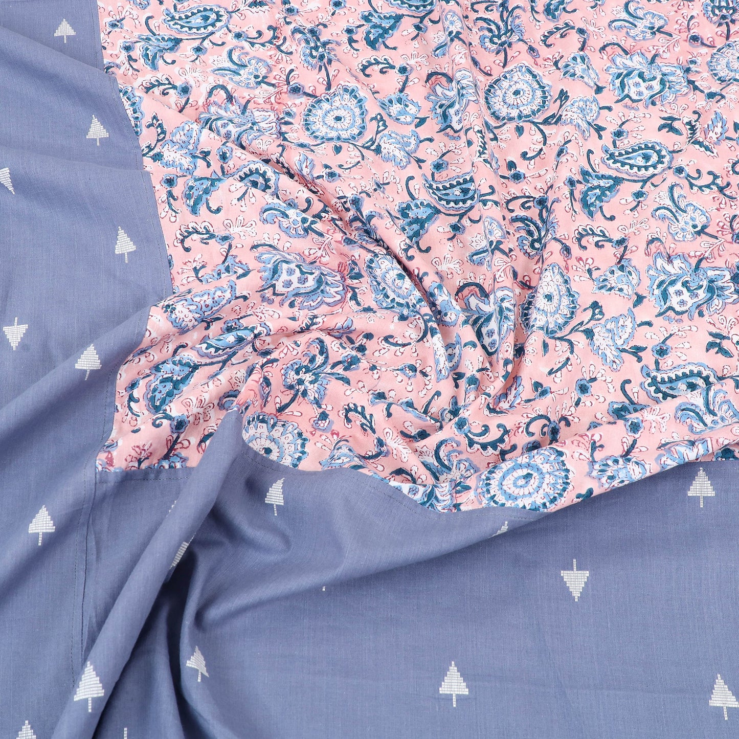 Buy Jacquard with Sanganeri Patch Cotton Bedsheet Set