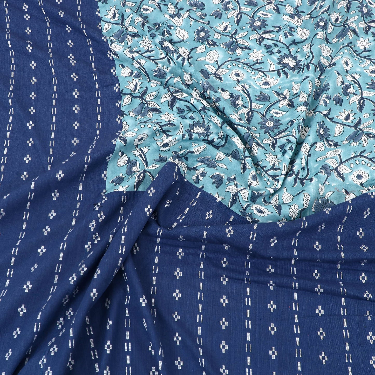 Buy Jacquard with Sanganeri Patch Cotton Bedsheet Set