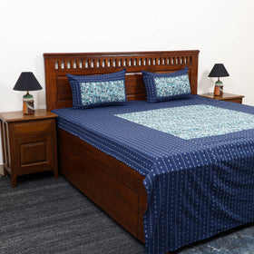 Buy Jacquard with Sanganeri Patch Cotton Bedsheet Set