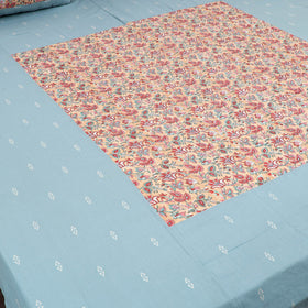 Buy Jacquard with Sanganeri Patch Cotton Bedsheet Set