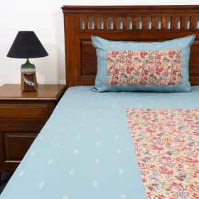 Buy Jacquard with Sanganeri Patch Cotton Bedsheet Set