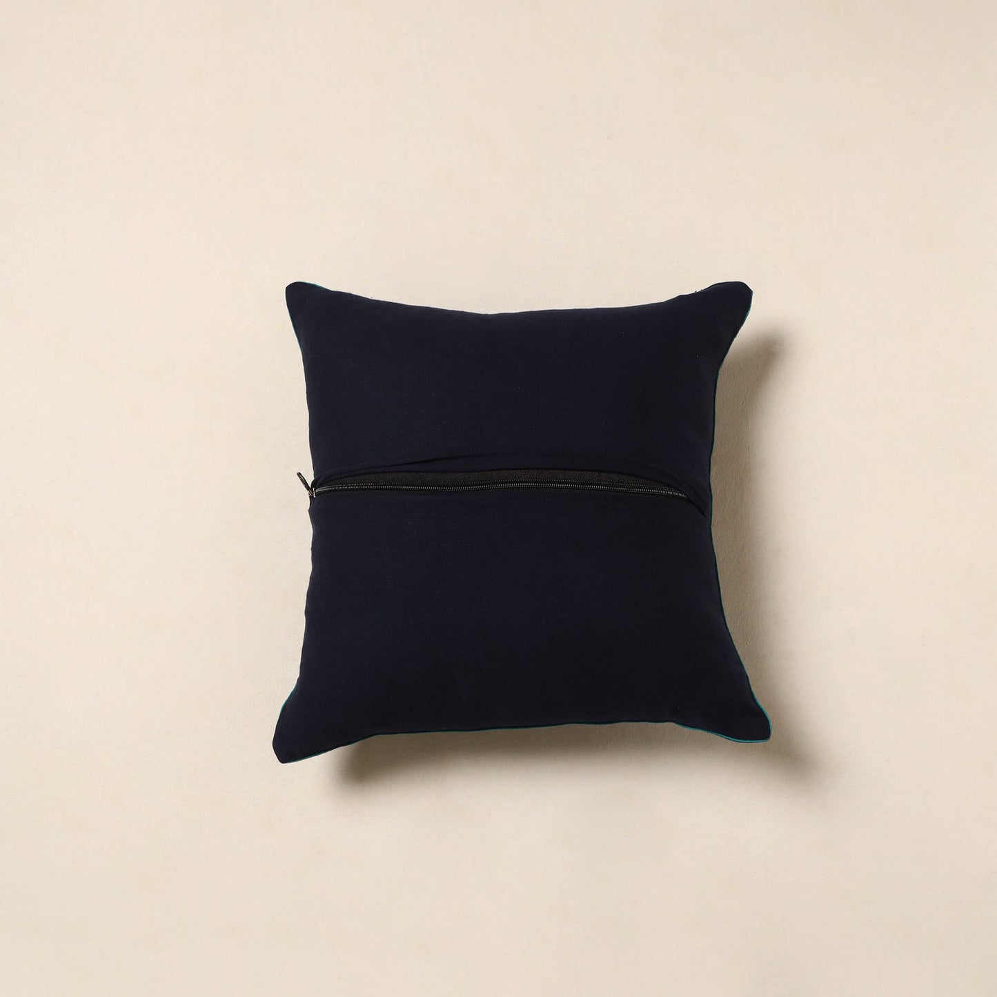 Blue - jacquard weave cotton cushion cover 01 - handcrafted