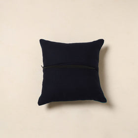 Blue - jacquard weave cotton cushion cover 01 - handcrafted