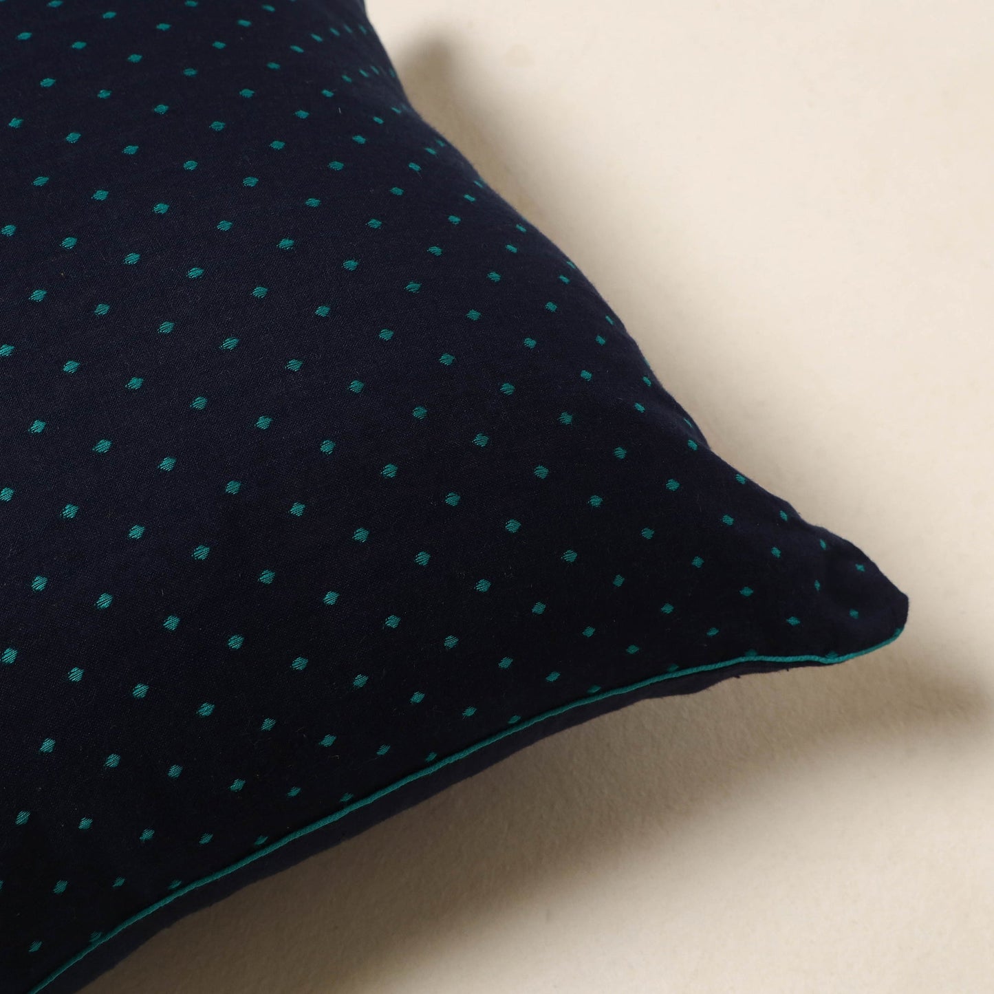 Blue - jacquard weave cotton cushion cover 01 - handcrafted