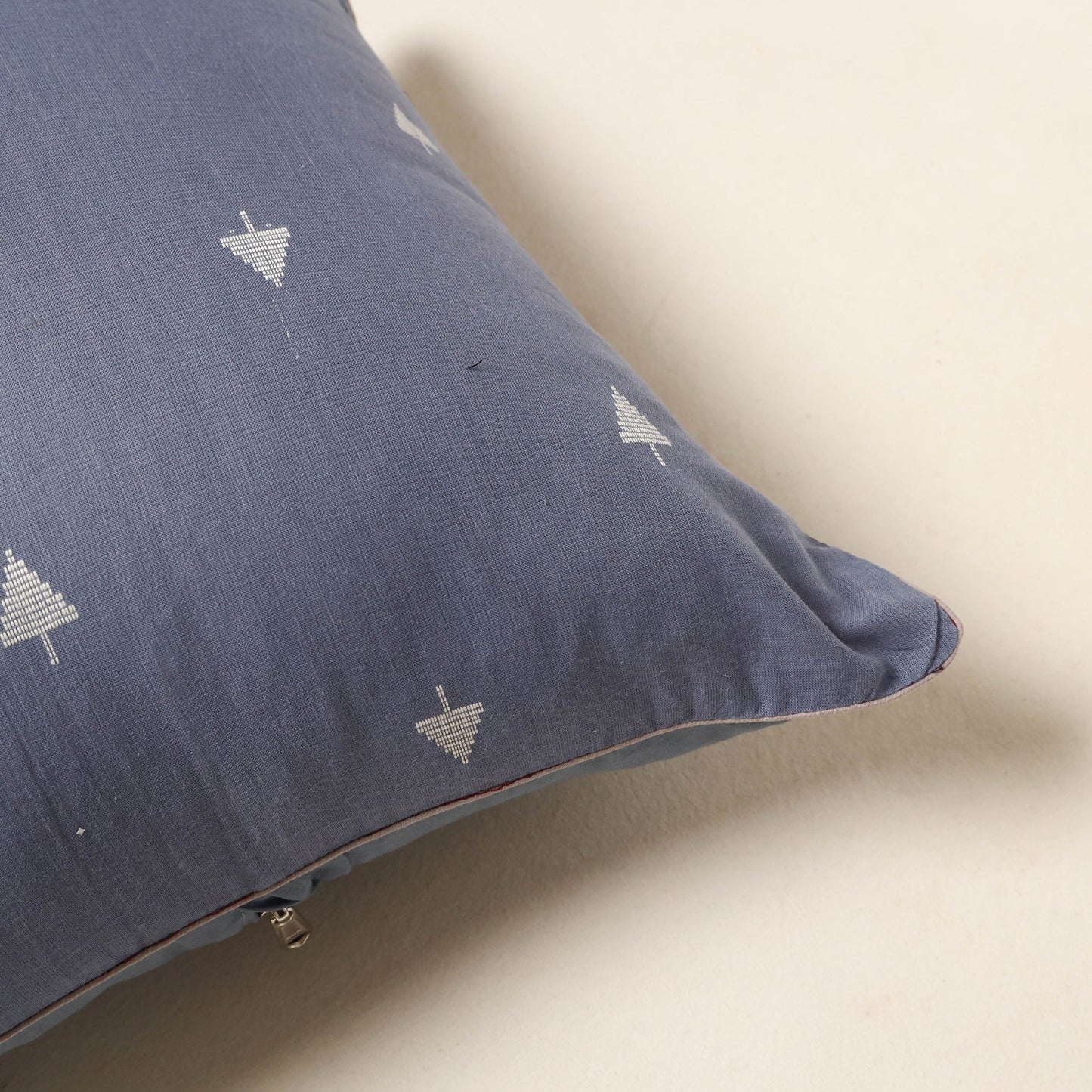 Blue - jacquard weave cotton cushion cover 19 - handcrafted