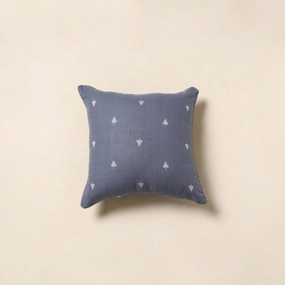 Blue - jacquard weave cotton cushion cover 19 - handcrafted