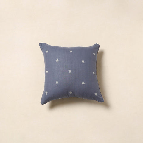 Blue - jacquard weave cotton cushion cover 19 - handcrafted
