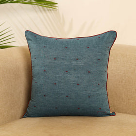 Blue Jacquard Weave Cotton Cushion Cover