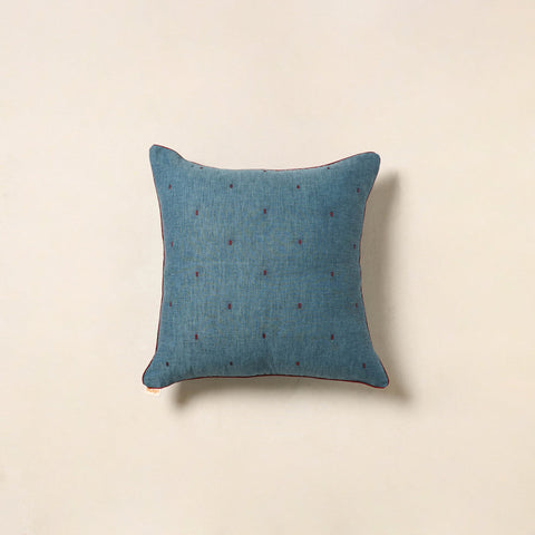 Blue - jacquard weave cotton cushion cover 61 - handcrafted