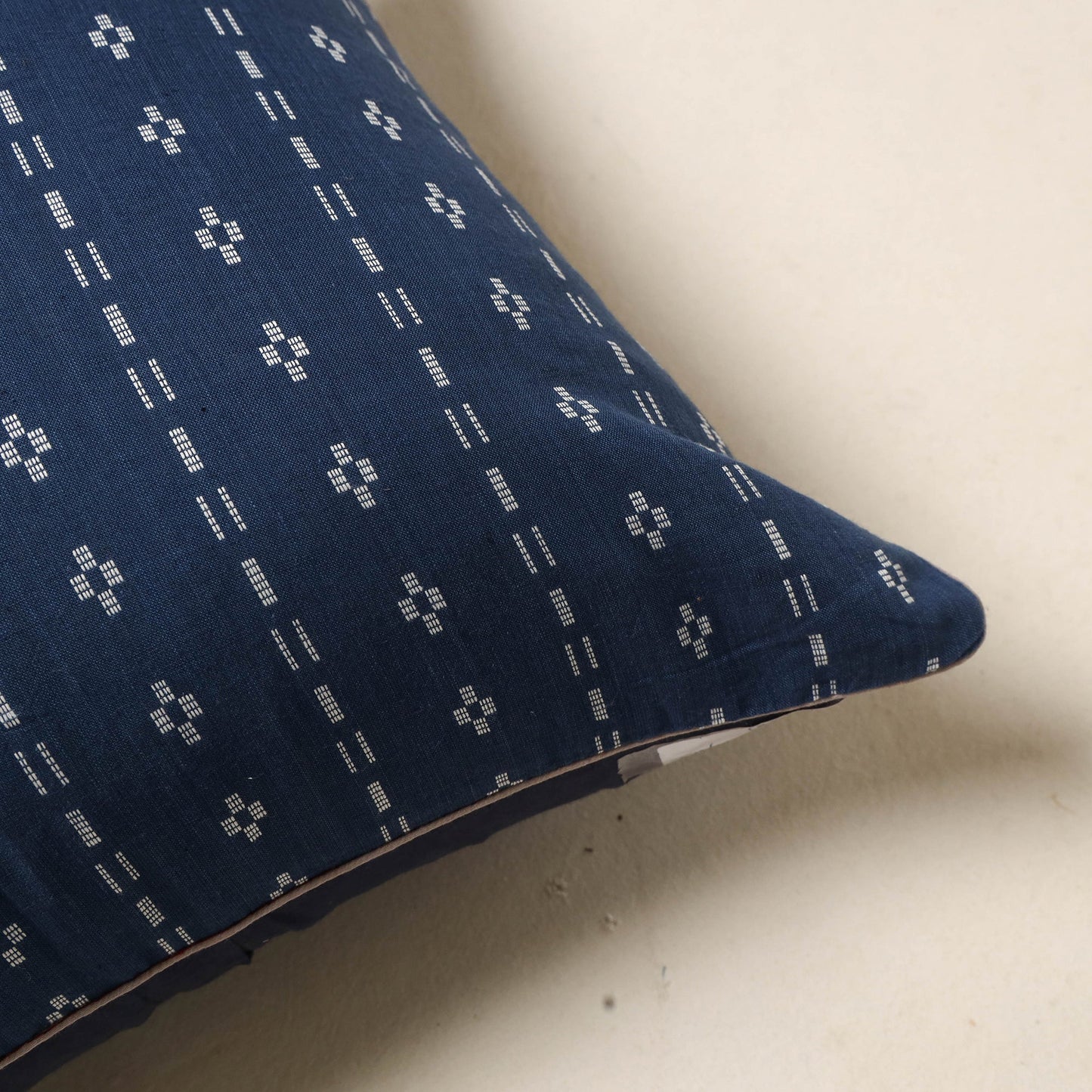 Blue - jacquard weave cotton cushion cover 80 - handcrafted