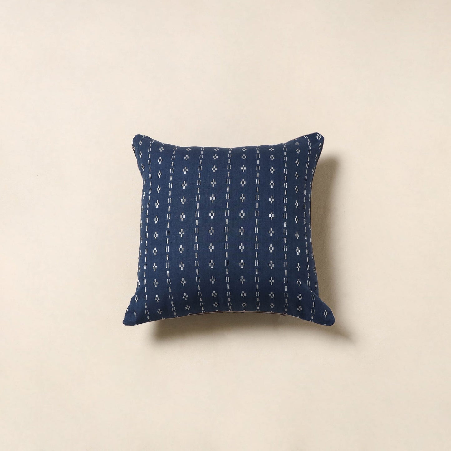 Blue - jacquard weave cotton cushion cover 80 - handcrafted