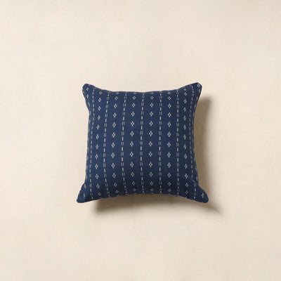 Blue - jacquard weave cotton cushion cover 80 - handcrafted