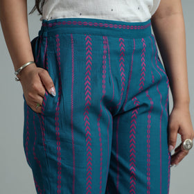 Blue - jacquard weave cotton elasticated pant 02