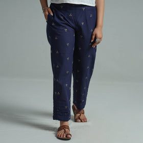 Blue - jacquard weave cotton elasticated pant 10