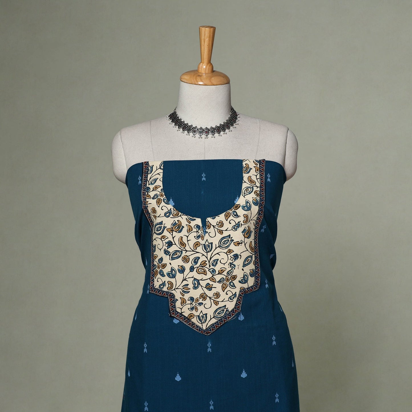 Jacquard weave cotton patchwork unstitched kurta material