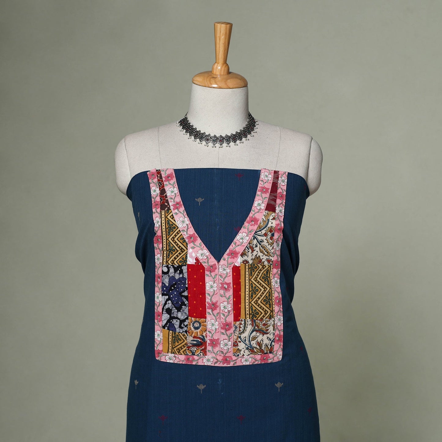 Jacquard weave cotton patchwork unstitched kurta material