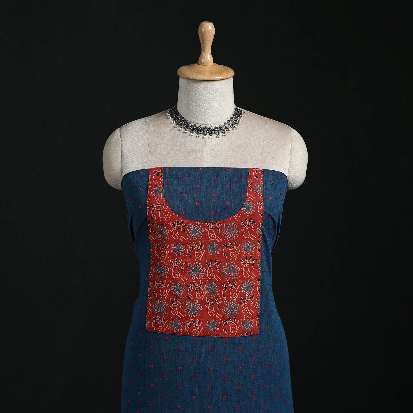 Jacquard weave cotton patchwork unstitched kurta material