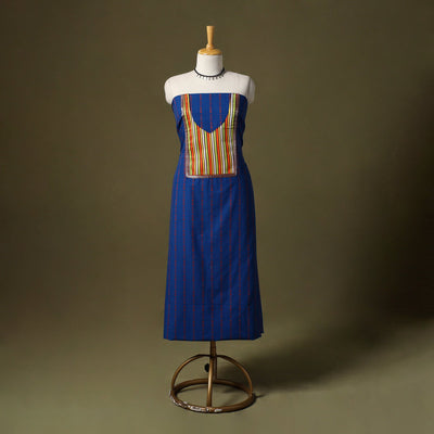 Blue - jacquard weave cotton unstitched kurta material