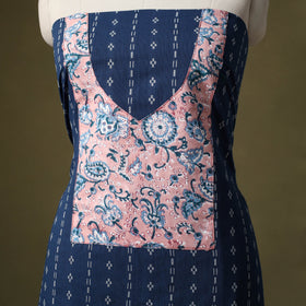 Blue Jacquard Weave Cotton Unstitched Kurta Material