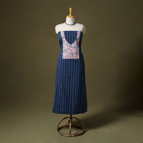 Blue Jacquard Weave Cotton Unstitched Kurta Material