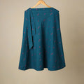 Blue - jacquard weave cotton wrap around skirt 29
