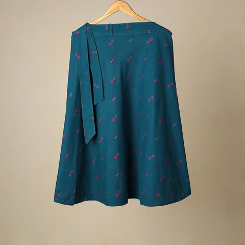 Blue - jacquard weave cotton wrap around skirt 29