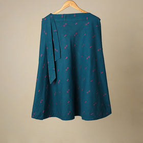 Blue - jacquard weave cotton wrap around skirt 29