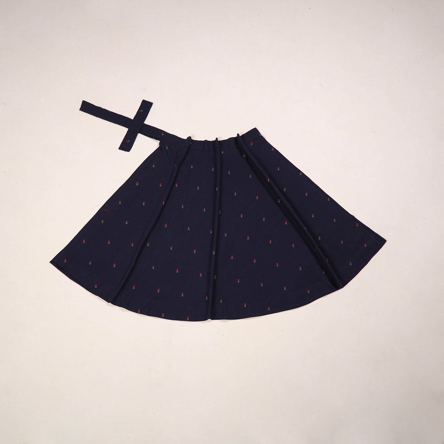 Blue - jacquard weave cotton wrap around skirt 41