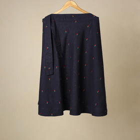 Blue - jacquard weave cotton wrap around skirt 41