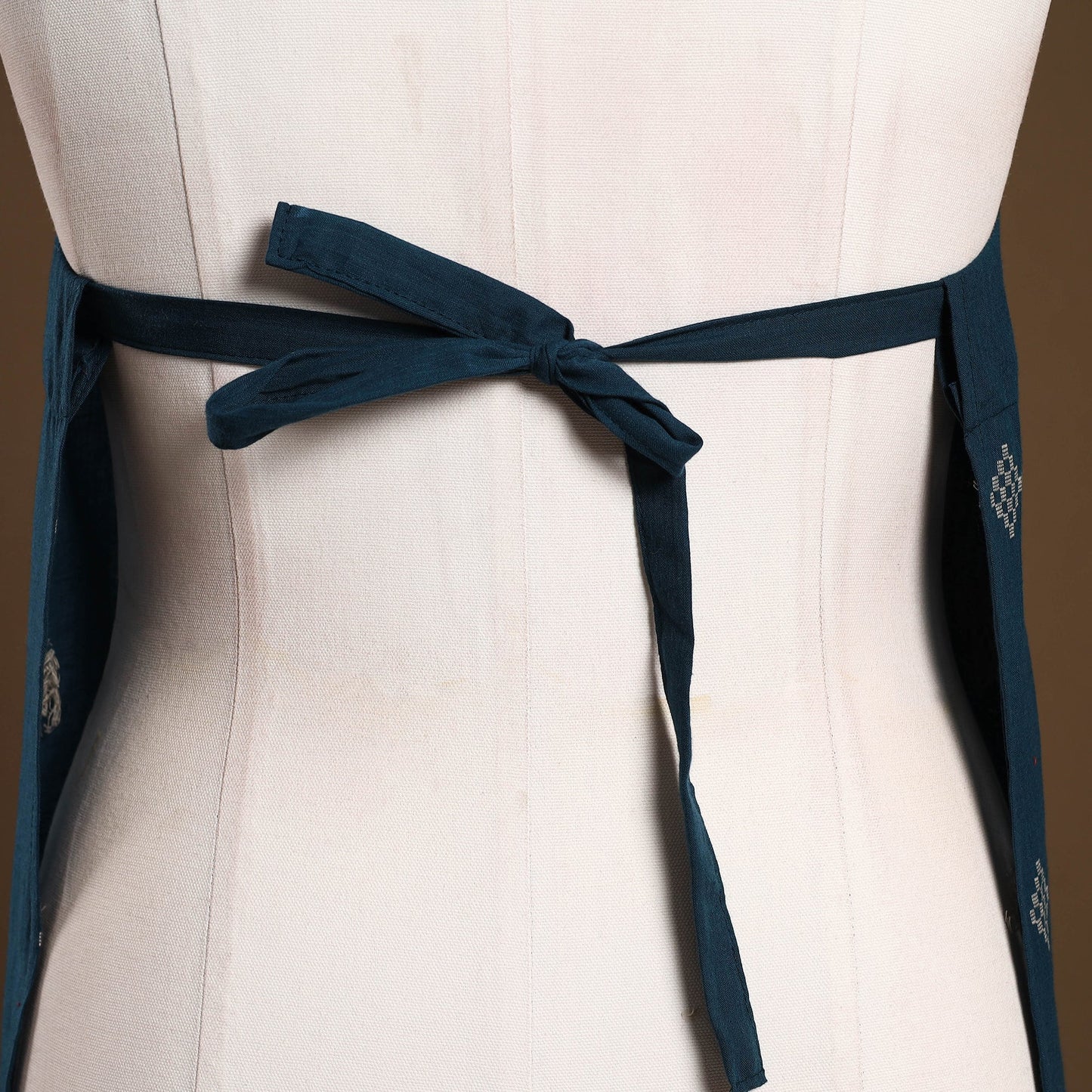 Buy Blue Jacquard Weaving Cotton Apron with Pocket