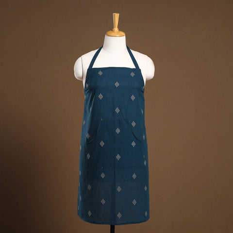 Buy Blue Jacquard Weaving Cotton Apron with Pocket
