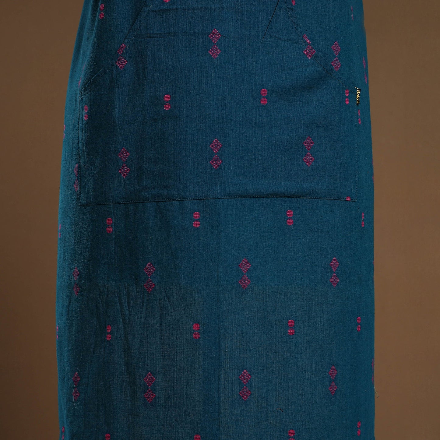 Buy Blue Jacquard Weaving Cotton Apron with Pocket