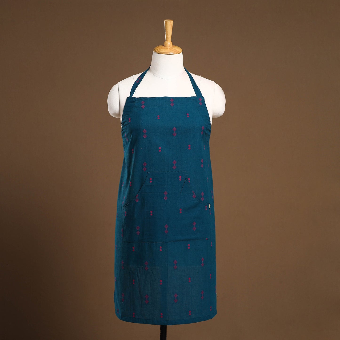Buy Blue Jacquard Weaving Cotton Apron with Pocket