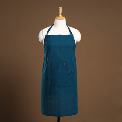 Buy Blue Jacquard Weaving Cotton Apron with Pocket