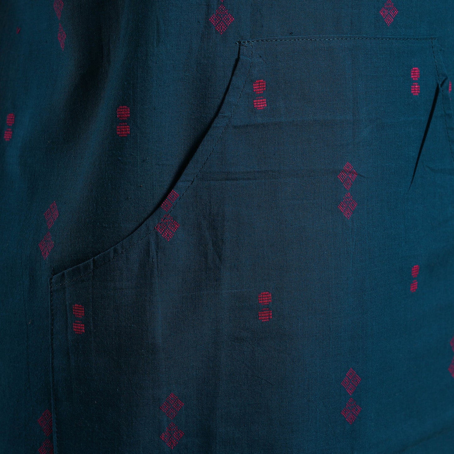 Buy Blue Jacquard Weaving Cotton Apron with Pocket