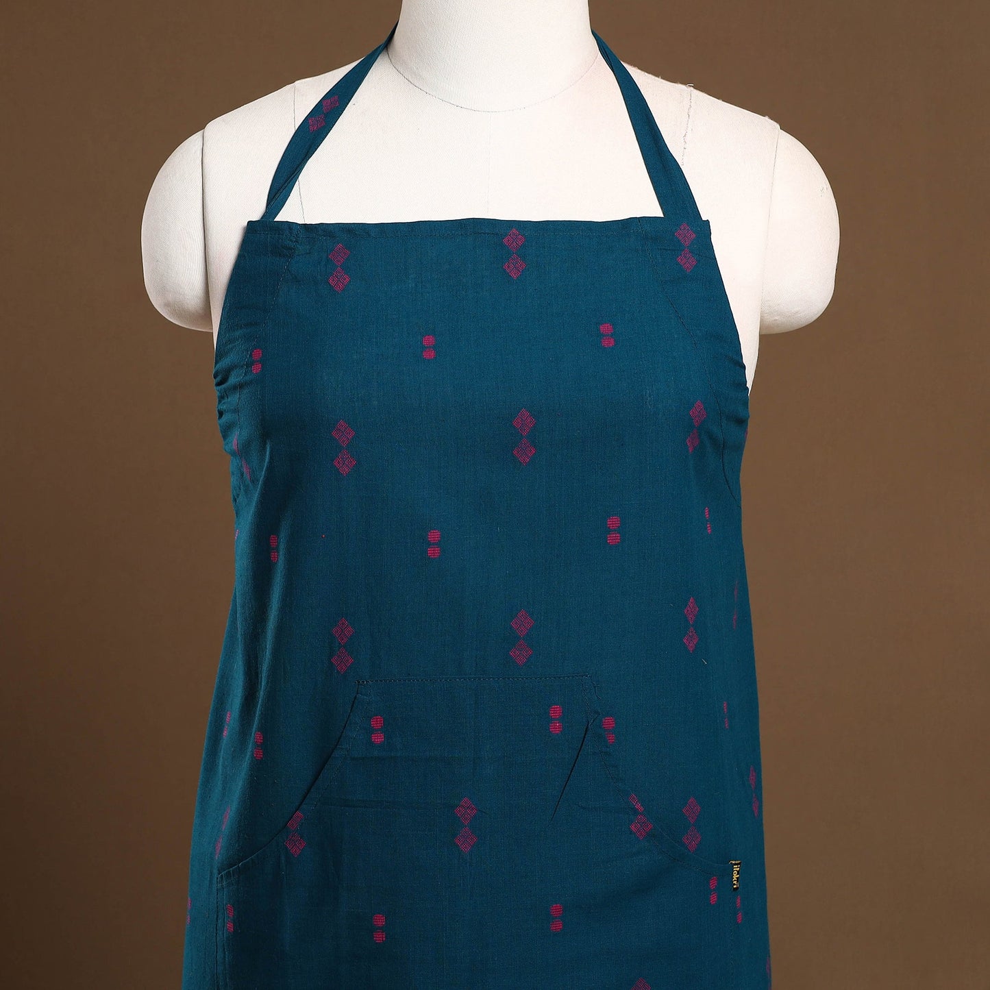 Buy Blue Jacquard Weaving Cotton Apron with Pocket
