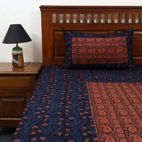 Blue - jahota with bagh patch cotton bedsheet set 03